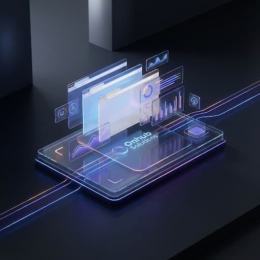 Futuristic digital interface showing premium web development work
